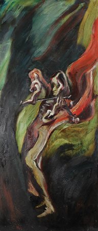 Fontana Daniele Nicolò Paganini il diabolico divino, 1968 olio su tavola, cm....