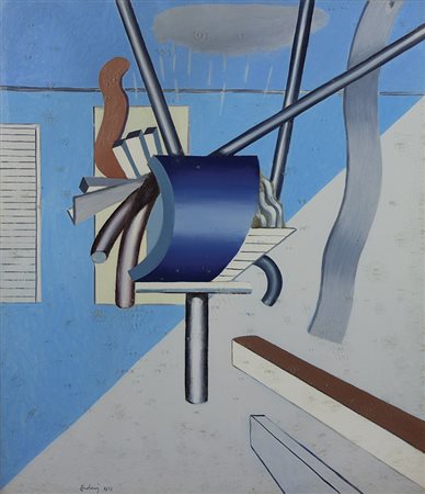 Ercolini Roberto Città di mare, 1973 olio su tela, cm. 80x70 firma non...