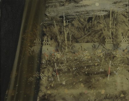 Banchieri Giuseppe Notturno, 1969 olio su tela, cm. 24x30 firmato e datato in...