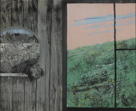 Banchieri Giuseppe Specchio e finestra, 1971 olio su tela, cm. 38x46 firmato...