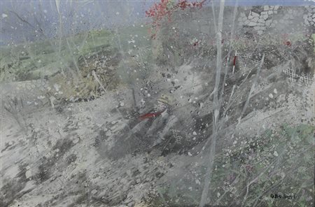 Banchieri Giuseppe Figura nel paesaggio, 1971 olio su tela, cm. 40x60 firmato...