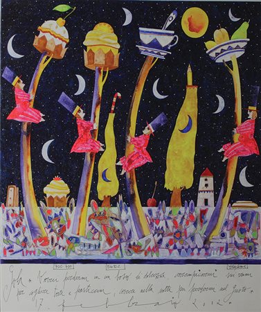 Musante Francesco Gola tecnica mista su tavola, cm. 70x70 firmata in basso a...