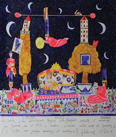 Musante Francesco Lussuria tecnica mista su tavola, cm. 70x70 firmata in...