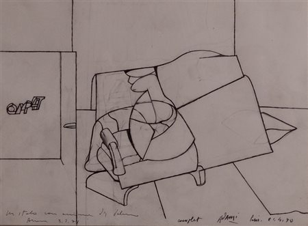 Adami Valerio Complet, 1970 matita su carta, cm. 34,5x47,5 firmata e datata...