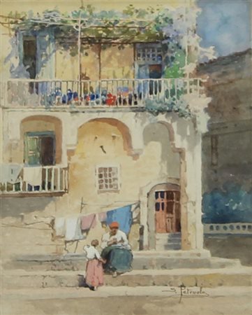 Petruolo Salvatore Senza titolo acquarello su carta, cm. 17,5x14,5 firmato in...