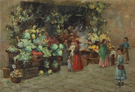 Favretto Giacomo Senza titolo olio su tavola, cm. 16,5x24 firmato in basso a...