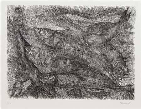 Terruso Saverio Pesci, 1988 incisione su carta, cm. 50x70, es. 12/50 firmata...