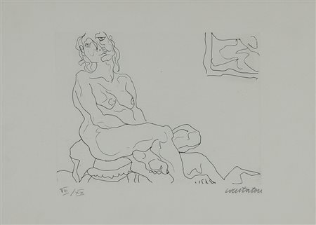 Cantatore Domenico Nudo incisione su carta, cm. 24x34, es. VIII/XX firmata in...