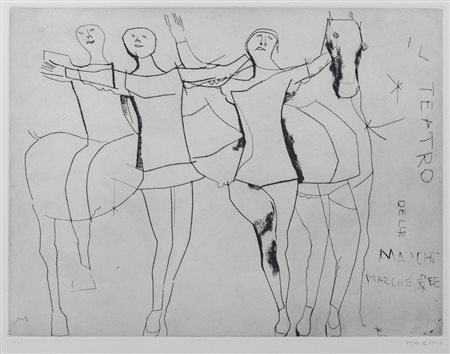 Marini Marino Jugglers (Giocolieri), 1973 acquaforte e punta secca su carta,...