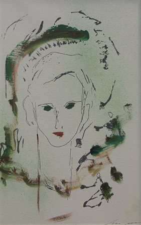 Treccani Ernesto Volto olio su tela, 40x27 firmato in basso a destra