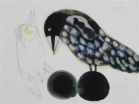 Pozzati Concetto Senza titolo, 1997 tecnica mista su carta, cm 23,5x32...