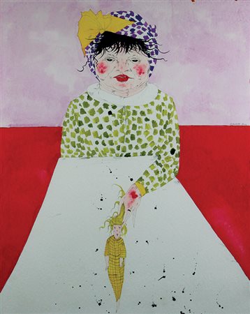 Colombotto Rosso Enrico Bambola tecnica mista su carta a mano, cm. 74x57...