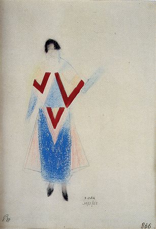 Delaunay Sonia Projet de robe, 1921-22 pastello su carta, cm. 35x25 firmato...