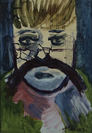 Maccari Mino Senza titolo, anni '80 olio su carta intelata, cm. 44x31 firmato...