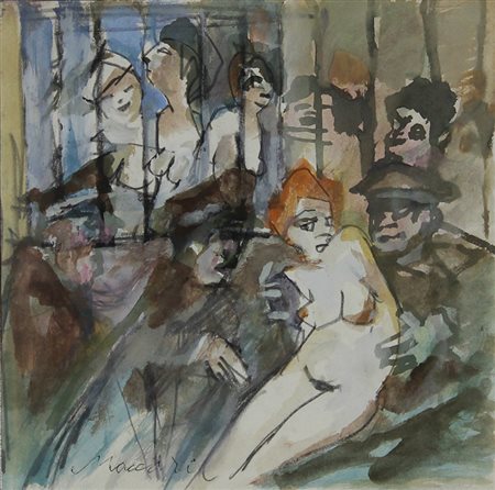 Maccari Mino La retata, 1978 tecnica mista su cartoncino, cm 35x36 firmata in...