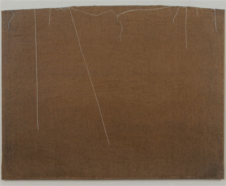 Pace Achille Itinerario Interrotto, 1974 tempera e filo su tela, cm. 50x60...