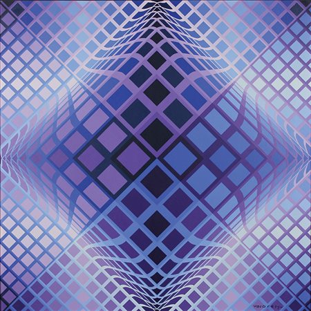 Vasarely Victor Canton, 1975-1989 acrilico su tela, cm 81x81 firmato in basso...