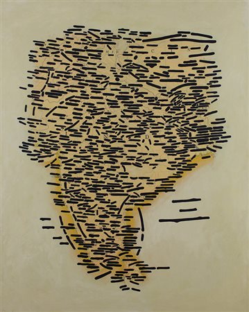 Isgrò Emilio Cin, 2005 acrilici su tela applicata su tavola, cm 100x80 timbro...