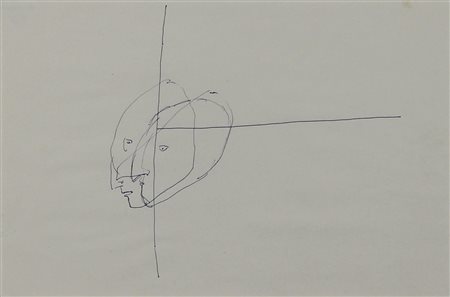 Paladino Mimmo Senza titolo, anni '80 biro su carta, cm. 22x33 opera...