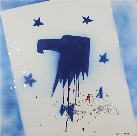 Angeli Franco Aquila, 1970 smalto su tela, cm 90x90 firmato in basso a...