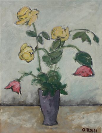Rosai Ottone Fiori, 1954 olio su tela, cm 70x50 firmato in basso a destra, al...