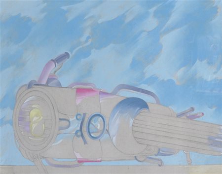 Buscioni Umberto Moto in cielo, 1966 olio su tela, cm. 60x85 firmato e...