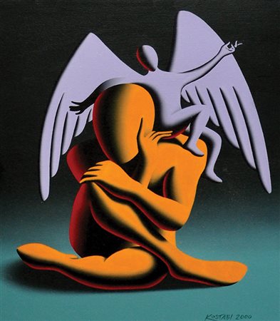 Kostabi Mark Il gioco dell’angelo, 2000 acrilico su tela, cm. 60,5x45,5...
