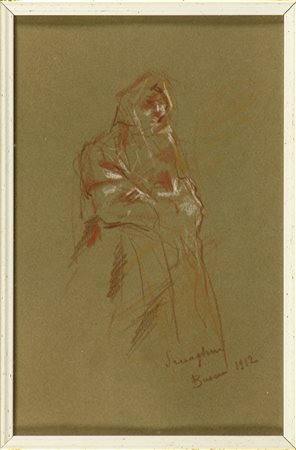 Pio Semeghini (1878-1964) Figura di donna, 1912 Tecnica mista su carta cm...