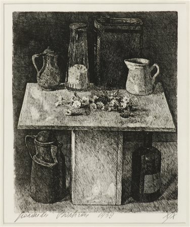 Giovanni Barbisan (1914-1988) Natura morta, 1939 Acquaforte su carta, es. X/X...
