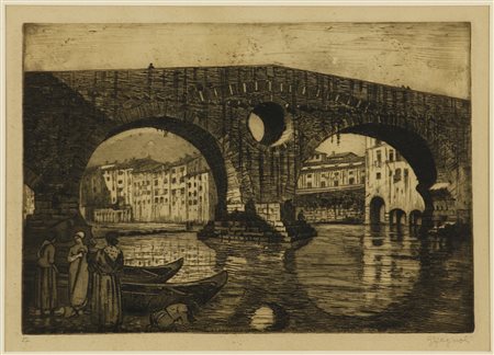 Ettore Fagiuoli (1884-1961) Ponte della pietra, Verona, 1922 Acquaforte su...