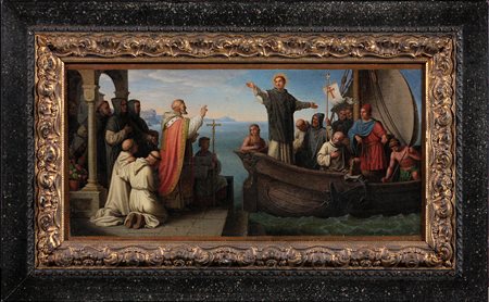 Hieronymus Hess (1799-1850) La benedizione di San Domenico Olio su tela cm...