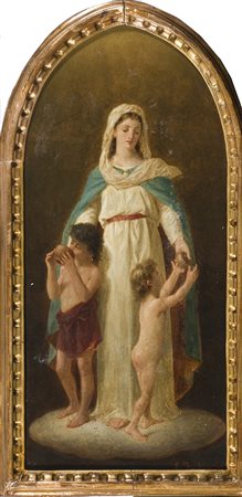 Enrico Fanfani (1824-1885) Senza titolo Olio su tavola cm 46x22 Firma in...