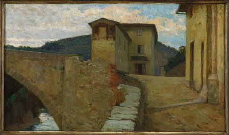Francesco Gioli (1846-1922) Senza titolo Olio su tela cm 37x63 Firma in basso...