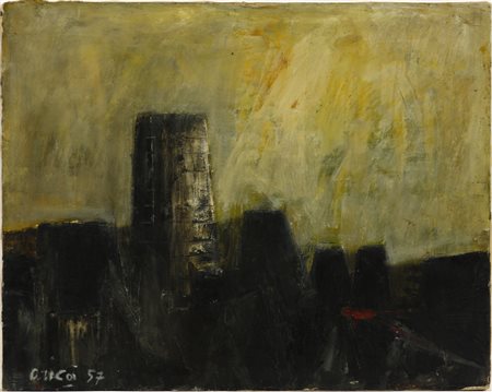 Rodolfo Aricò (1930-2002) Senza titolo, 1957 Olio su tela cm 40x50 Firma e...