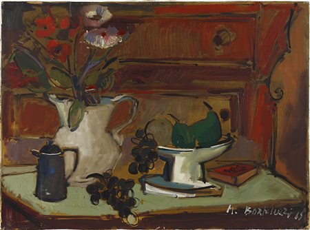 Millo Bortoluzzi (1938-2012) Natura morta, 1965 Olio su tela cm 60x80 Firma...