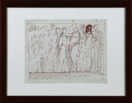 Salvatore Fiume (1915-1997) Senza titolo China su carta cm 21x29,7...