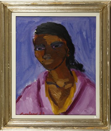 Saverio Barbaro (1924-2020) Zingara scura, 1989 Olio su tela cm 60x50 Firma...