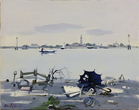 Elio Lazzari (1942) Bassa merea Olio su tela cm 40x50 Firma in basso a sinistra