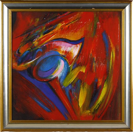 Luigi Voltolina (1942) La mitica tromba di Miles Davis, 1988 Olio su cartone...