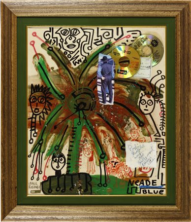Paul Kostabi (1962) Digging out wanker, 2005 Tecnica mista e collage su tela...