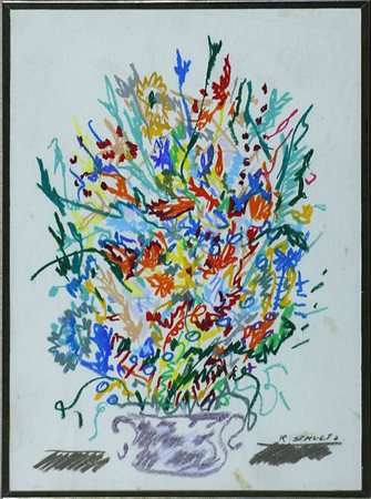 Raoul Schultz (1931-1971) Senza titolo Pastelli su carta cm 34x24 Firma in...