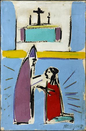 Sante Monachesi (1910-1991) Composizione, 1960 Olio su tela cm 60x40 Firma in...
