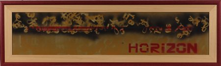 Julien Blaine (1942) Horizon, 1991 Tecnica mista e spray su cartone cm 23x101...