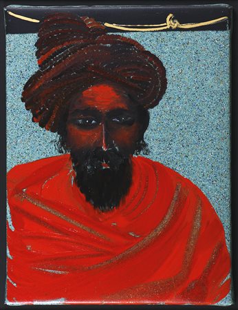 Aldo Mondino (1938-2005) Benres, 2000 Olio su linoleum cm 80x60 Firma sul...