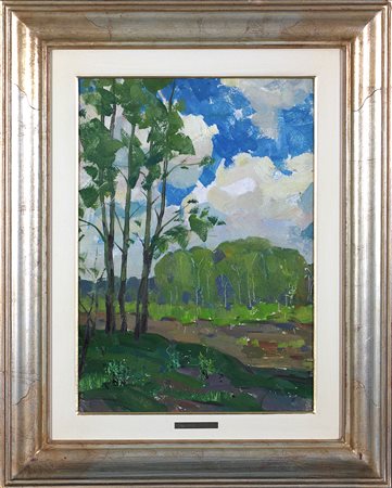 Eugenij Polonskij (1923-1993) Primavera, 1967 Olio su cartone cm 48x34 Firma...