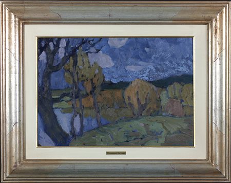 Svetlana Mashinskaja (1921) Dalla collina, 1976 Olio su cartone cm 35x50...