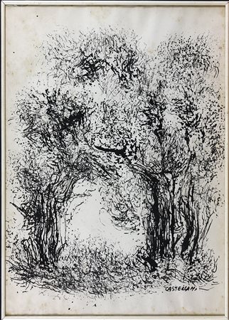 Enrico Castellani (1930) Senza titolo, 1950 ca China su carta cm 70x50 Firma...