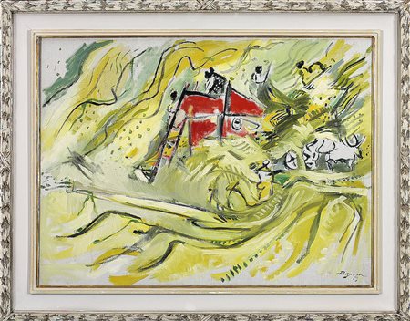 Edouard Pignon (1905-1993) Battage Amblé, 1959 Olio su tela cm 60x80 Firma e...