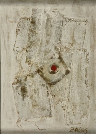 Herbert Zangs (1924-2003) Senza titolo Pittura e pezzi di tela su tavola cm...