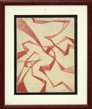 Riccardo Licata, Composizione, 1950, pastello su carta intelata, cm 32x23,5,...